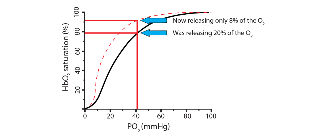 
							
								Graph of oxygen dissociation curve
							
							